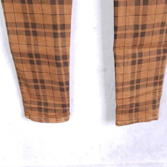 American Eagle Sz 4 Light Brown Plaid Next Level Stretch Hi-Rise Legging Jeans - Picture 4 of 8
